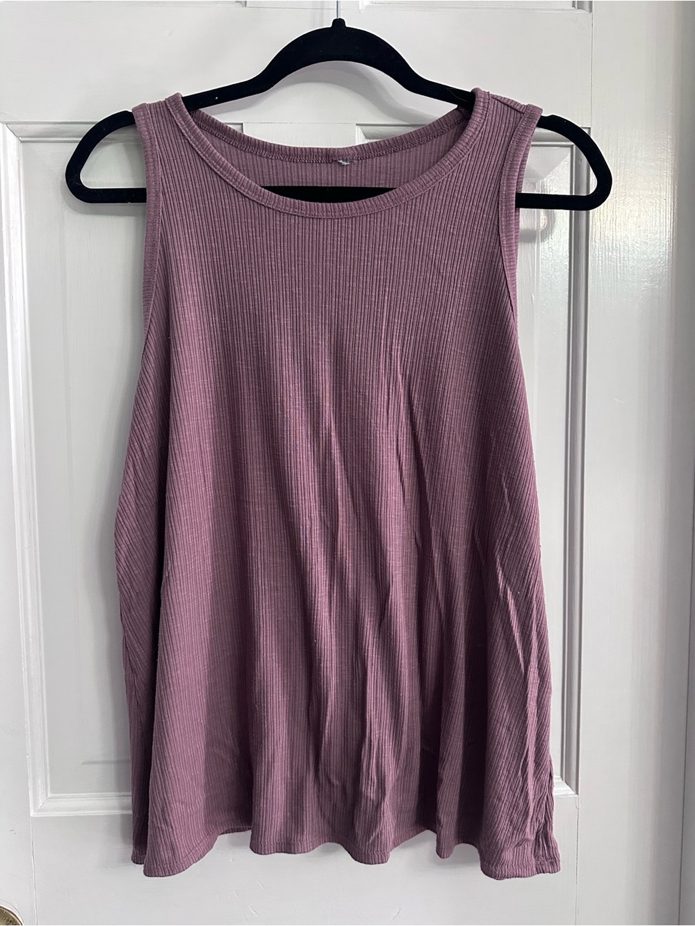 Sleeveless Ribbed Tank Top - Mauve Pink